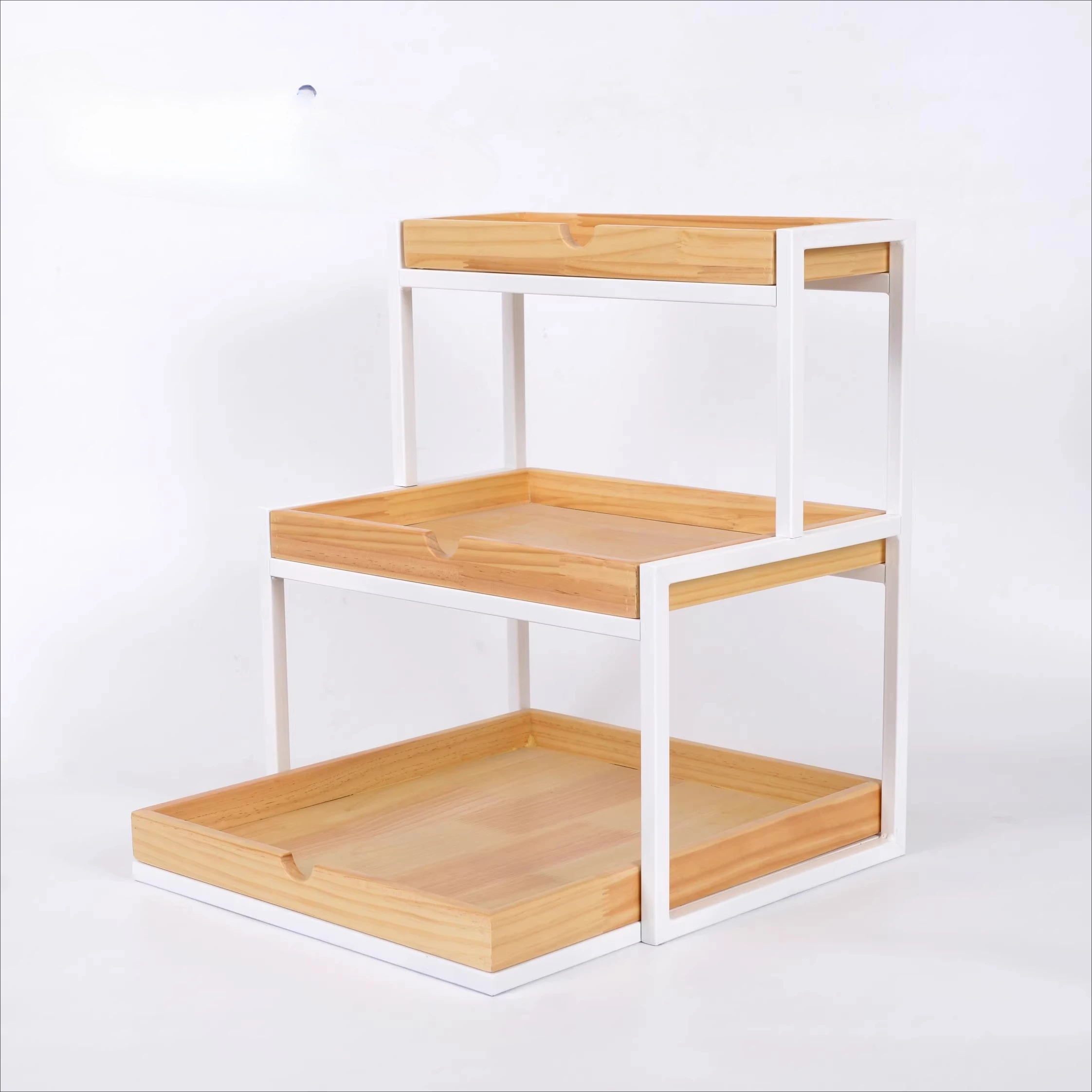 Three-layer ladder pine iron frame bread flower display rack promotional booth