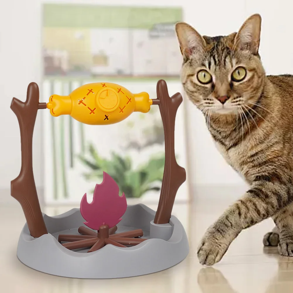 

Pets Dry Food Dispenser 360° Rotating Cats Slow Feeding Snack Bowl Grilled Fish Spinning Toy for Cat Dog Pet