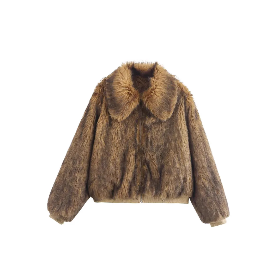 التدرج النساء الشتاء معطف الفرو البيئي سميكة الدافئة شعر أشعث فو الراكون معطف الفرو للإناث عالية الجودة شيك الفراء معطف سيدة #5