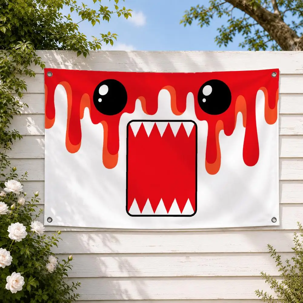 Adorable Character Domo Kun Flags Wall Hanging Banner, Indoor Outdoor Decor for Yard Patio flag