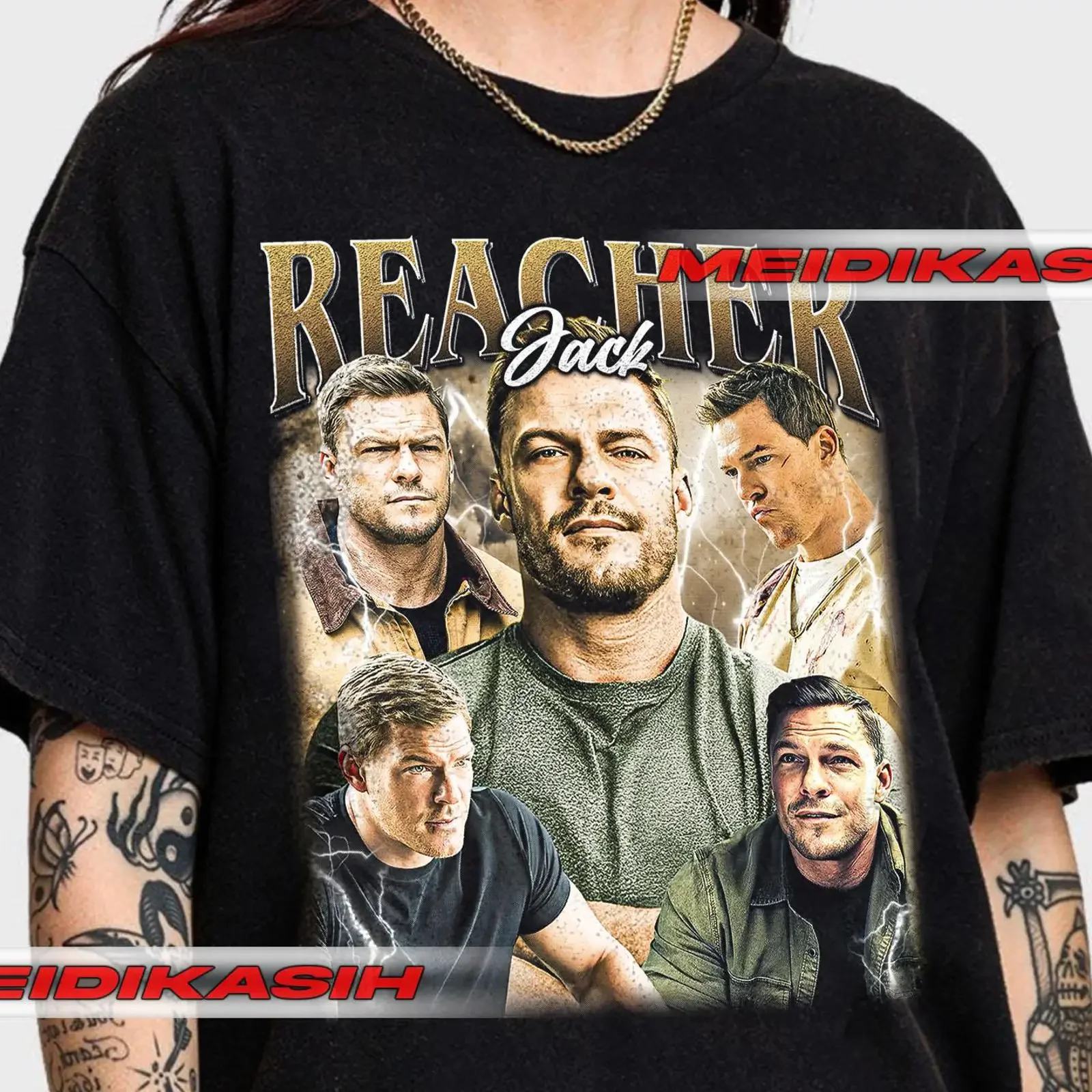 Alan Ritchson Jack Reacher Actor Softstyle T Shirt TV Show Fan Celebrity Pop Culture Top vintage Washed Breathable homme