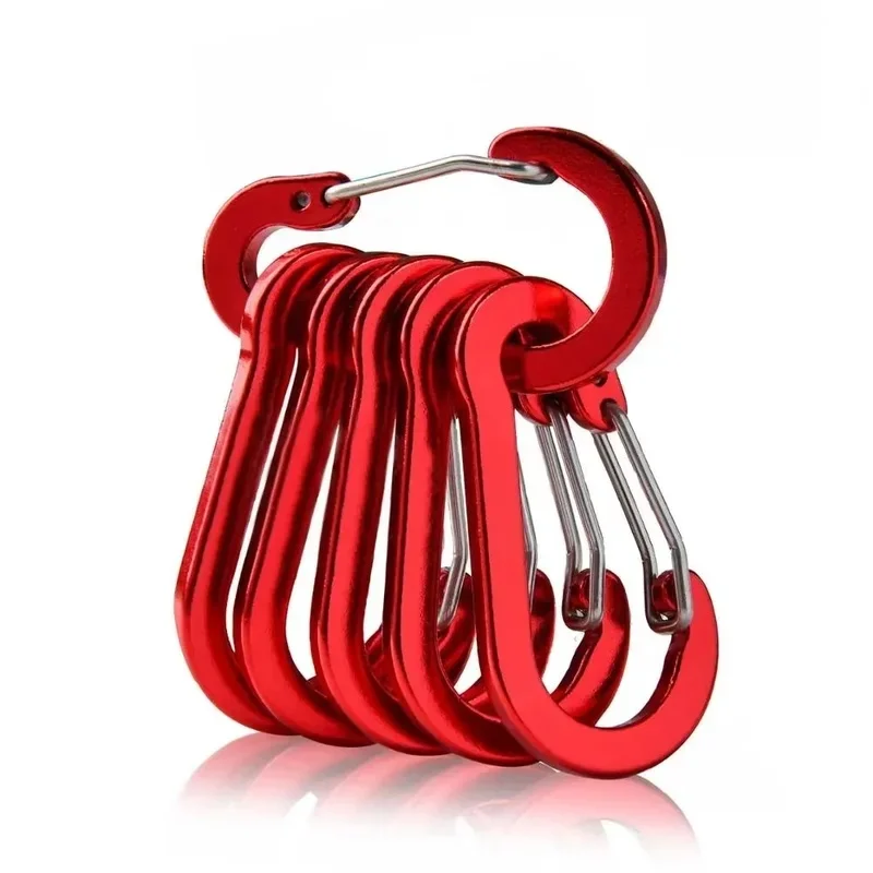 6 Pcs Colorful Mini Carabiner Keychain Alluminum Alloy D-ring Buckle Spring Carabiner Snap Hook Clip Key Ring Outdoor Camping