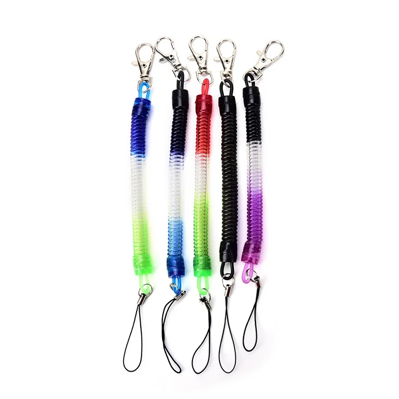 Lobster Clasp Hook Spring Stretchy Coil Keyring Keychain Swivel Lobster Clasp Clips Key Hooks Anti-lost Phone Spring Keychain