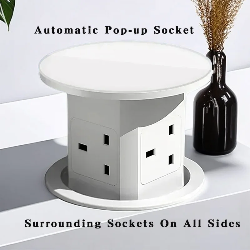 

Automatic Pop-up Socket USB Type-C Wireless Charging,UN/UK/TL/US Plug Adapter,White Color,Retractable Hidden Installation Socket