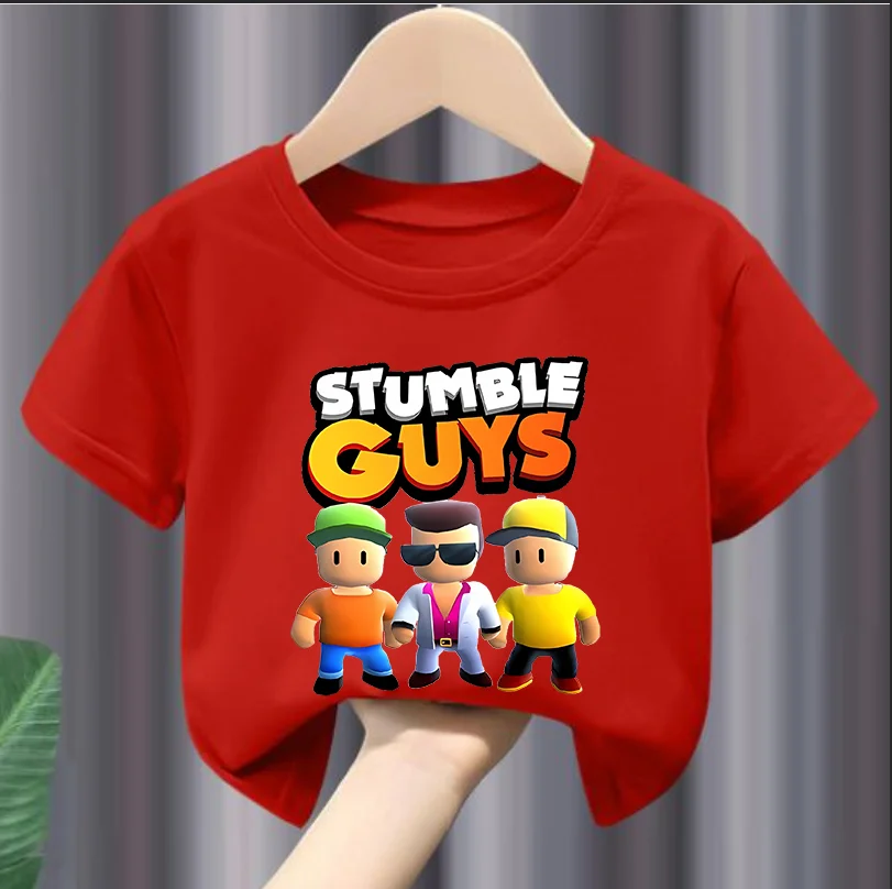 Jongens Struikelen T-Shirts Harajuku Kids Spelletjes Korte Mouw Top Kinderen Jongens Tee Casual Y 2K Meisjes Wensen Asha O-hals Modale Stof