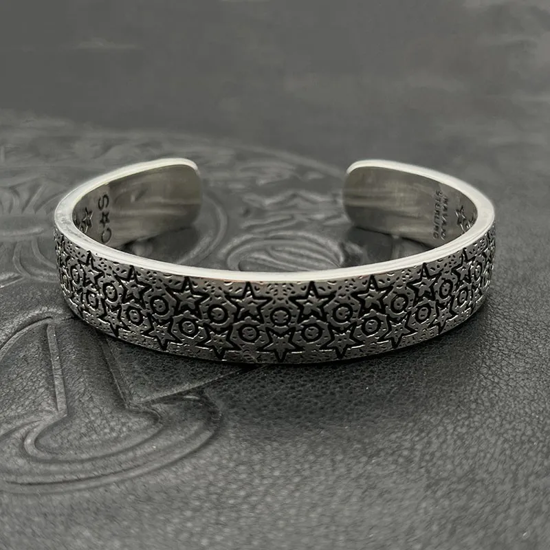 

S925 sterling silver trendy retro Manxing bracelet Manxing men's and women's jewelry cross-border does not fade medieval