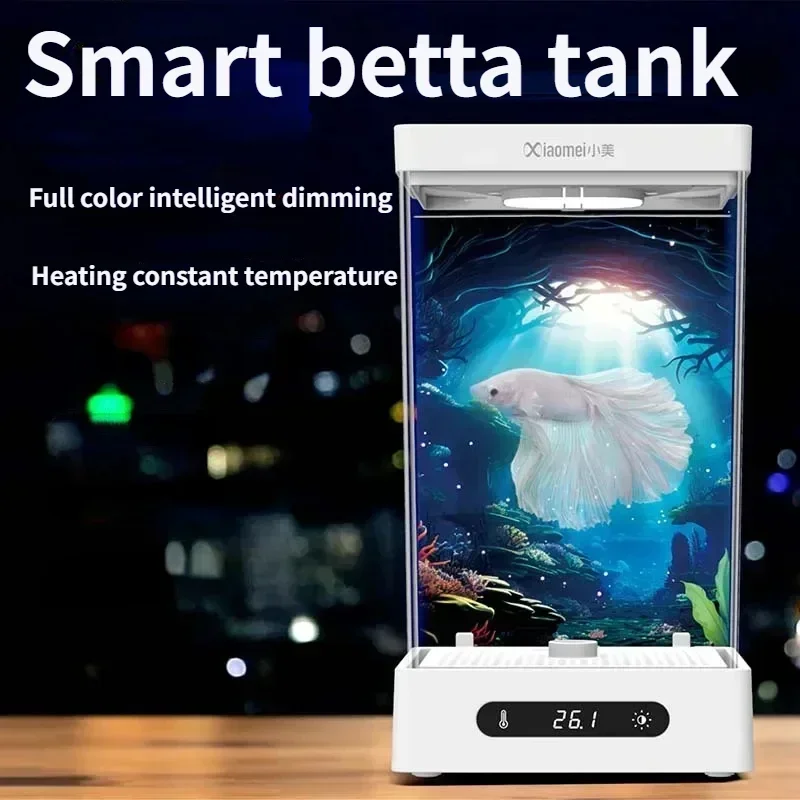 

Bluetooth Smart Fish Tank, Betta Fish Dedicated Tank, Small Fish Tank, Constant Temperature Heating, with Oxygen Pump and Filter
