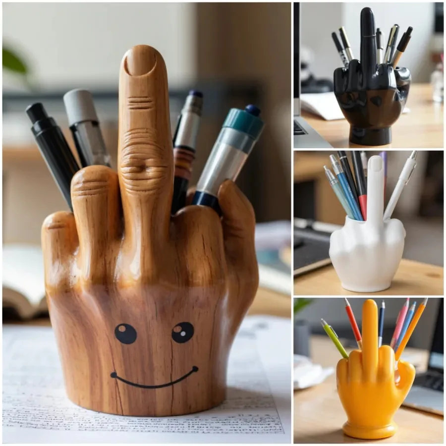 

Universal Creative Middle Finger Tool Supplies Pen Pencil Holder Toothbrush Holder Desktop Rack Table Home Decoration Gifts