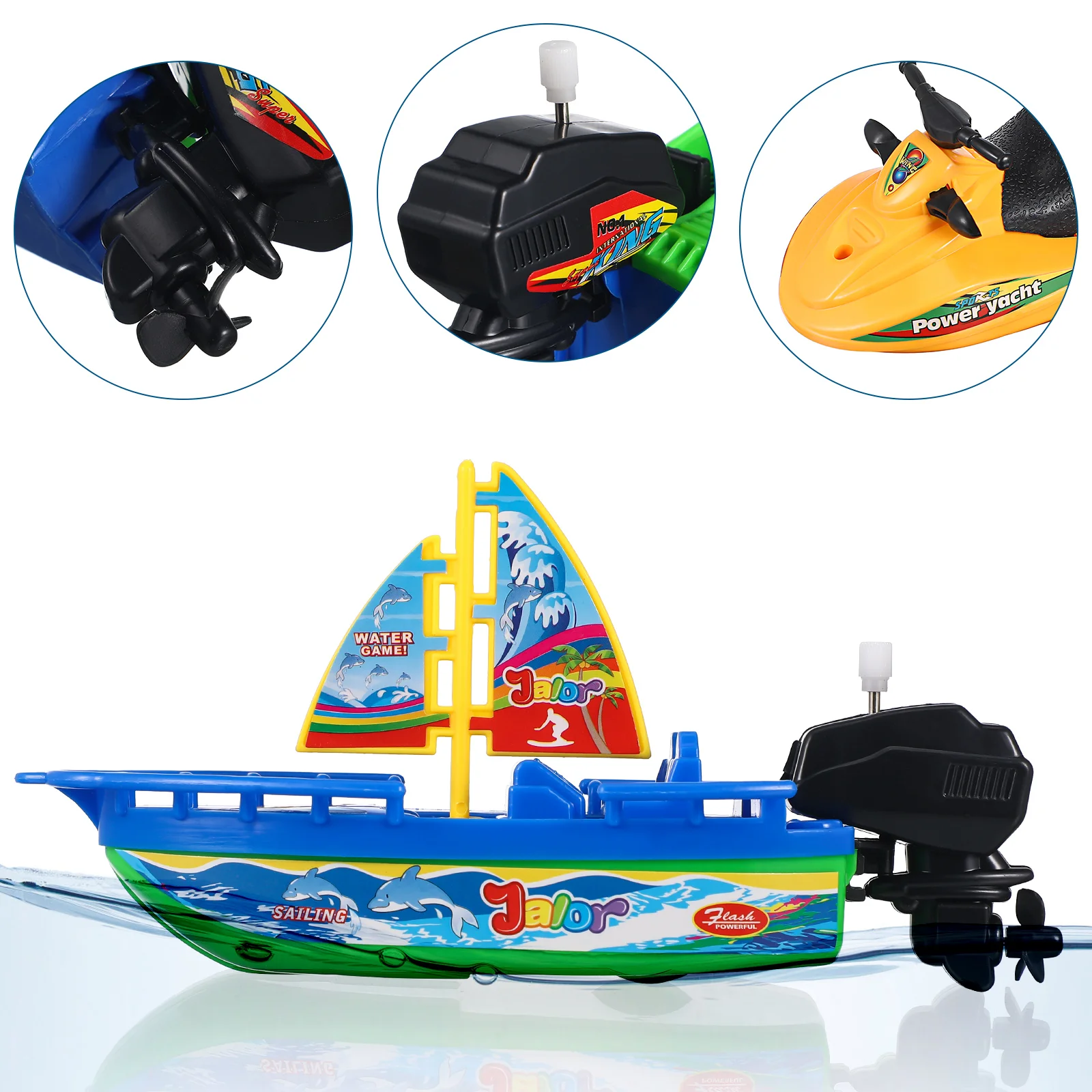 6-delige speelboot zeil kinderbadspeelgoed zeilbootmodel baby plastic peuterboten