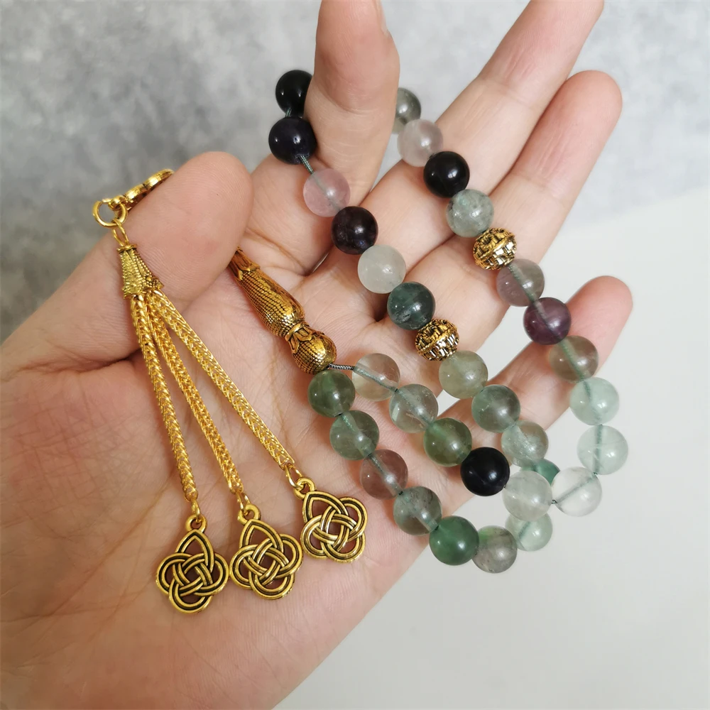 

fluorite tasbih natural stone muslim misbaha 33 beads bracelet arabic prayer bead islamic fashion rosary tasbeeh mesbaha