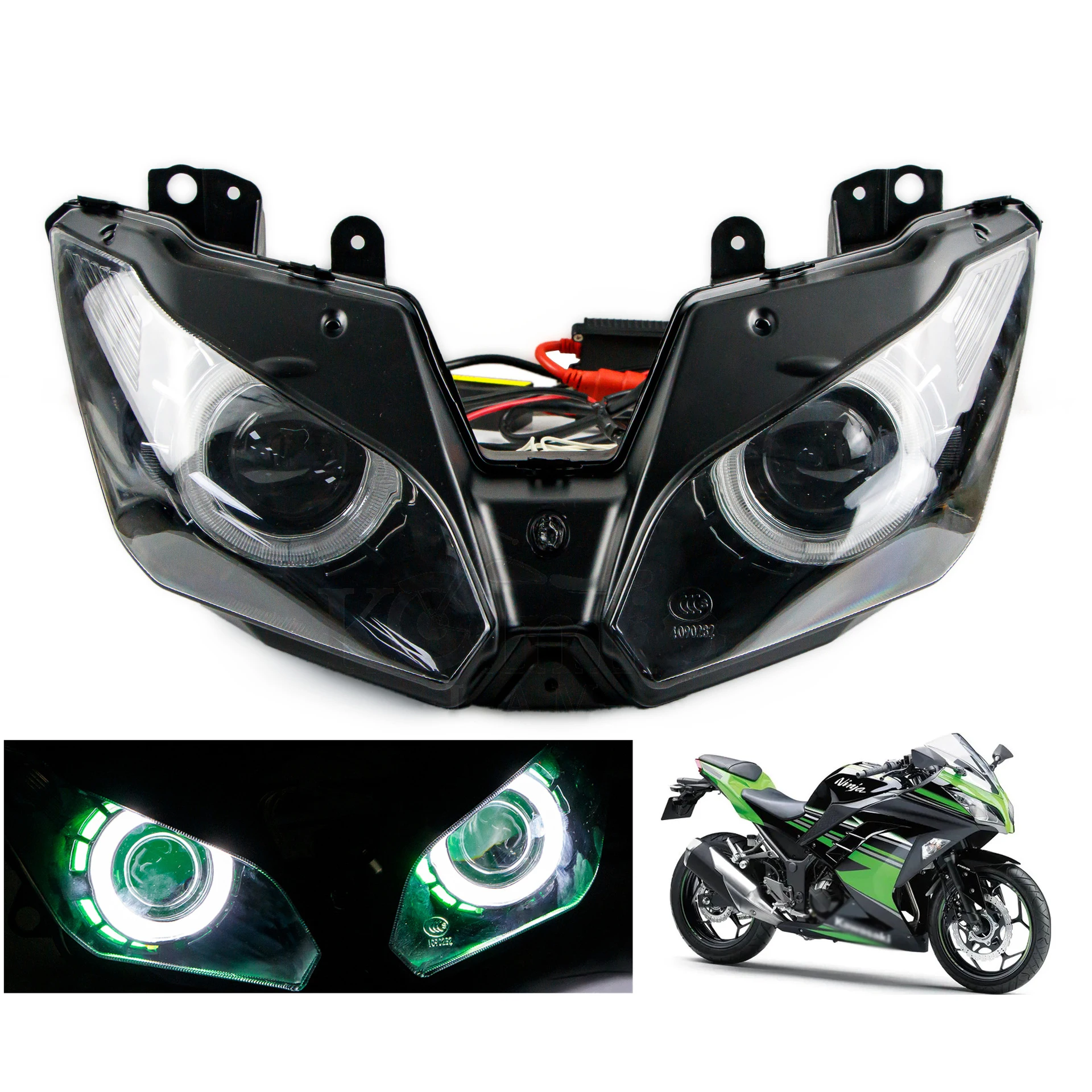 RTS Motorcycle headlights assembly Angel Eye headlight suitable for Kawasaki NINJA Ninja 300 Ninja 250 13-17