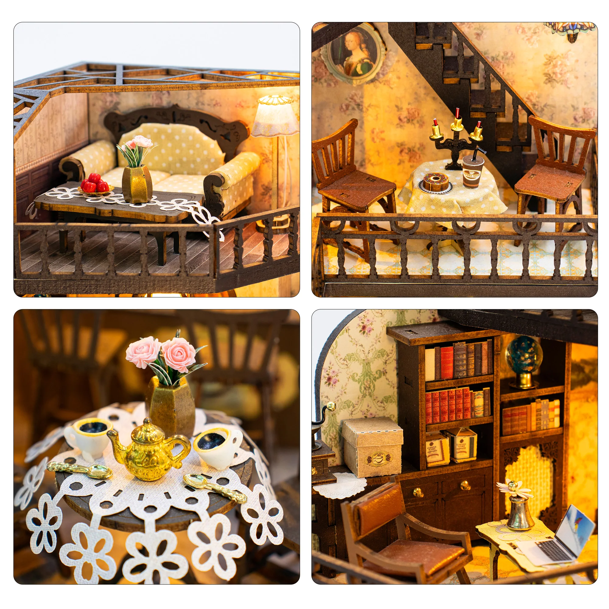 Hot Sale Coffee Theme New Product M2533 Fortunate Encounter Cafe Wooden Doll House Diy Mini Dollhouse Miniature Dollhouse Kit - view 3