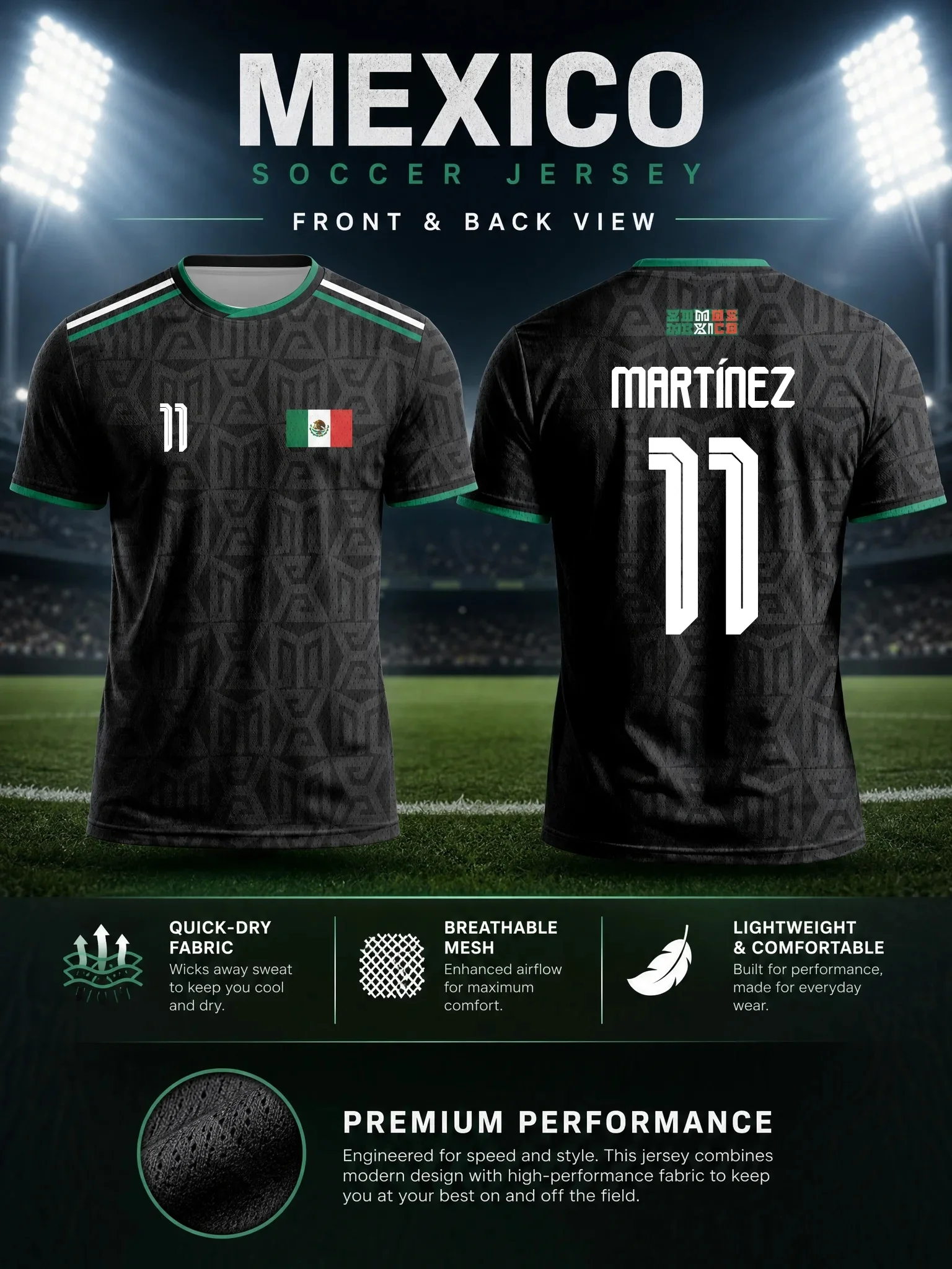 Mexico 2026 Football Jersey - Quick Dry Breathable - Comfortable Stretchy Fan Training Kit