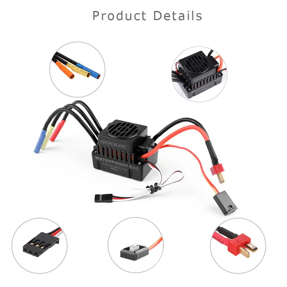 GoolRC Combo Set 3650 4300KV Motor 60 Brushless ESC 20kg Servo w/ 25T Servo Arm for 1/10 RC Car Truck Off-road