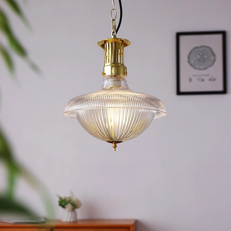 

American Iron Art LED Pendant Lights Rotundity Transparent Glass Hanging Lamps Living Room Bedroom Kitchen Restaurant Chandelier