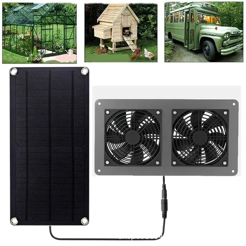 2X 10W 12V Solar Panel Exhaust Fan Air Extractor For Outdoor Dog Chicken House Greenhouse Waterproof Solar Panel B-B61B