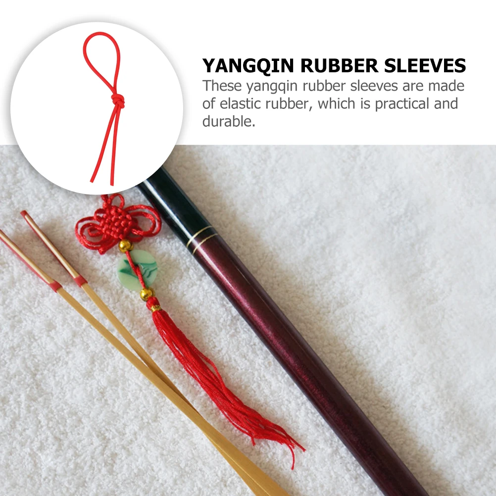 

10 Pcs Tag Yangqin Pipe Dulcimer Parts Rubber Tube Chinese Water Proof Tuning Tools Red