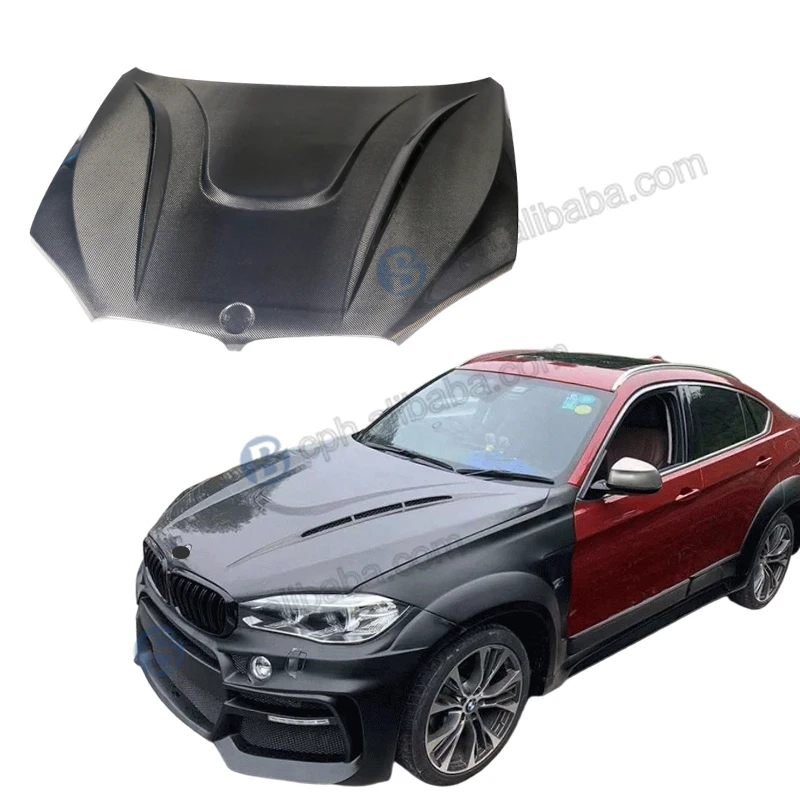 

BENSNEES Customized Black Real Carbon Fiber Bonnet Hood for X5 F15 X6 F16 2015 2016 2017 2018 2019 Engine Hood Upgrade