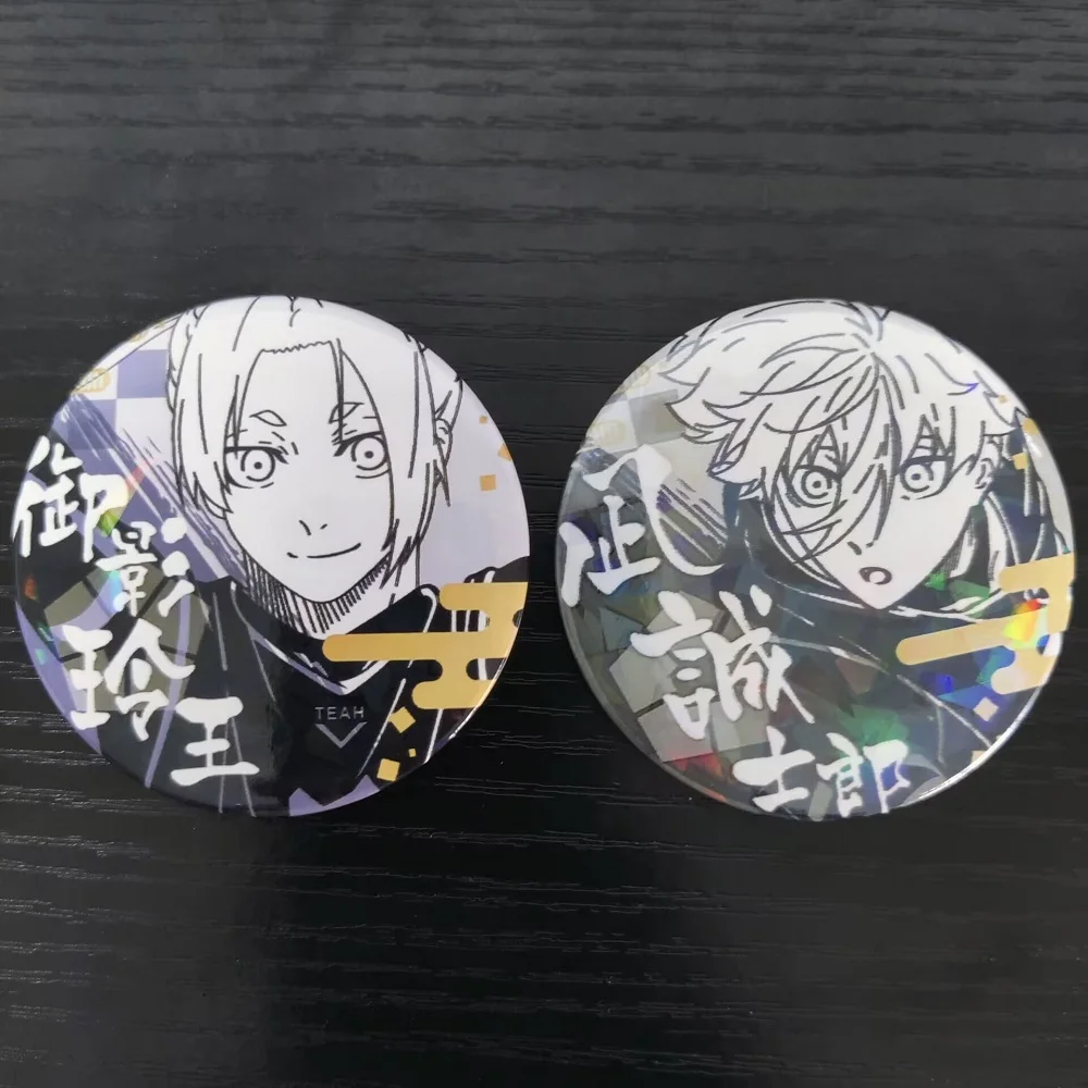 6CM BLUE LOCK Anime Figures Seishiro Nagi Reo Mikage Bachira Meguru Cosplay Metal Laser Badges Exquisite Backpack Pins Decor Toy