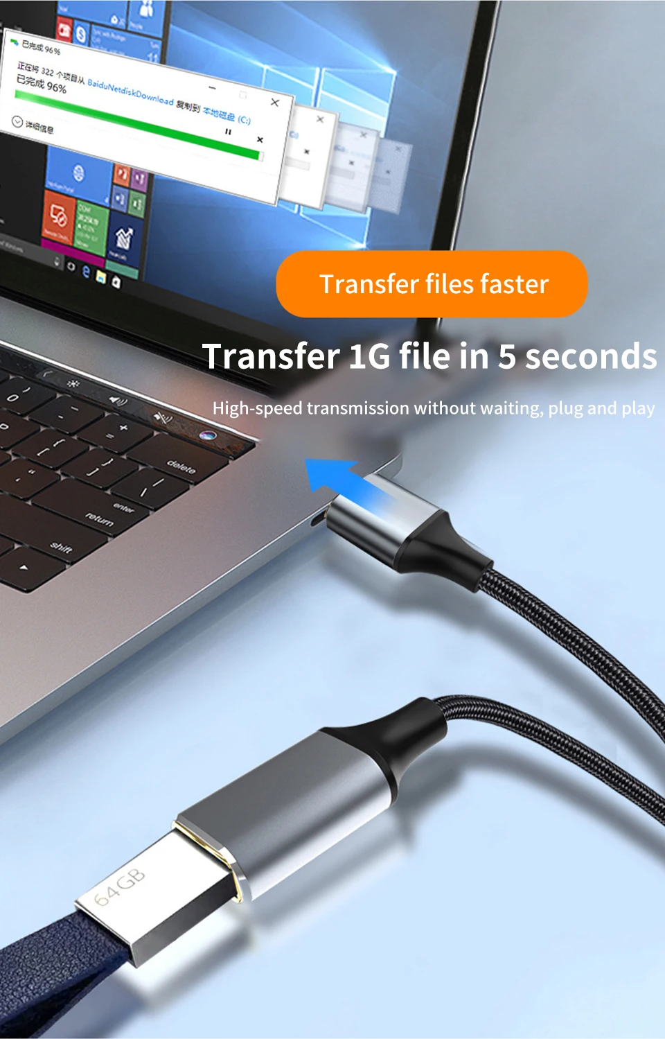Gelbes USB-Verlängerungskabel, USB 3.0-Kabel, Stecker auf Buchse, Verlängerungskabel für Smart TV, PS4, PS3, Xbox One SSD, Laptop-Verlängerungskabel – Detail 5