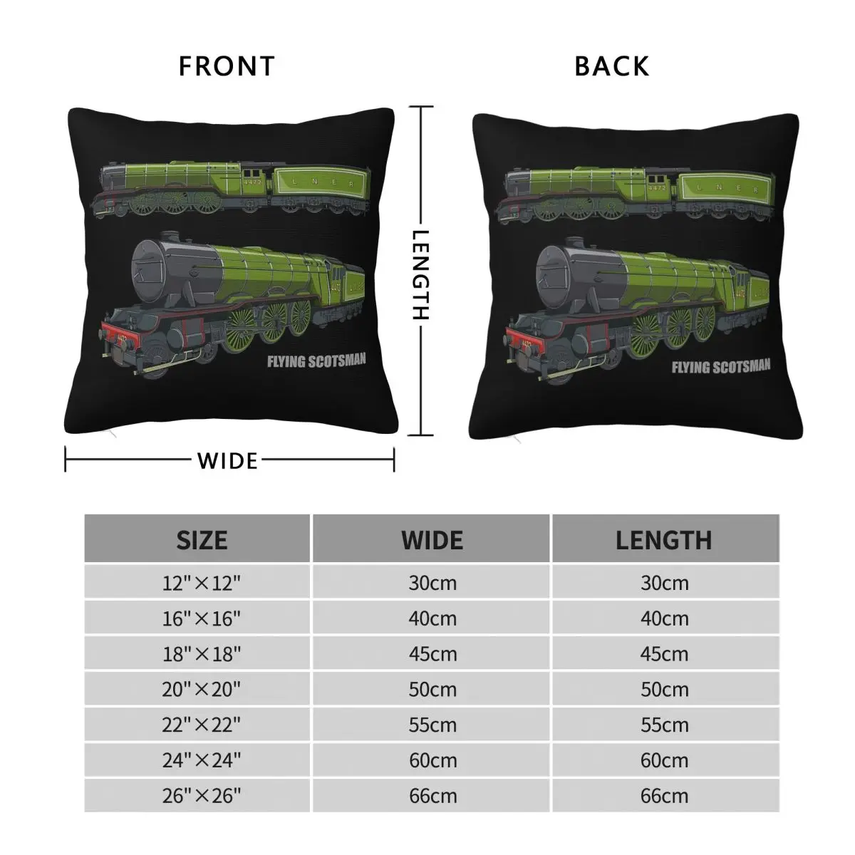 Flying Scotsman Steam Locomotive Train Square Pillowcase Polyester Linen Velvet Pattern Zip Decorative Bed Wholesale 45x45