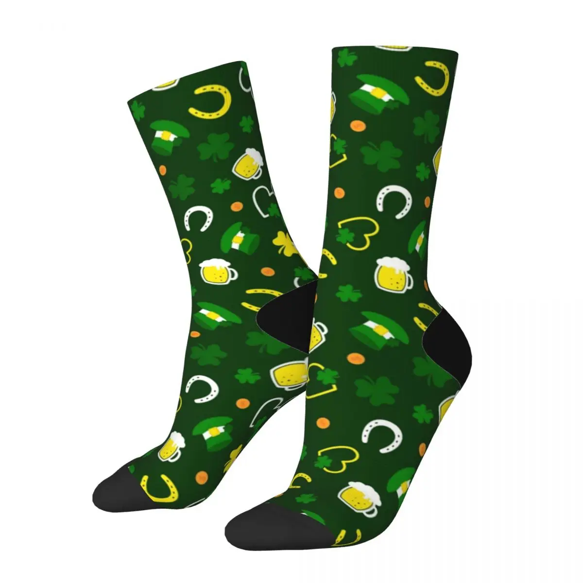 Saint Patricks Day Pattern Cute Shamrocks Gifts for men Sport Breathable Soft Men's socks High Elastic Middle Tube Stocking