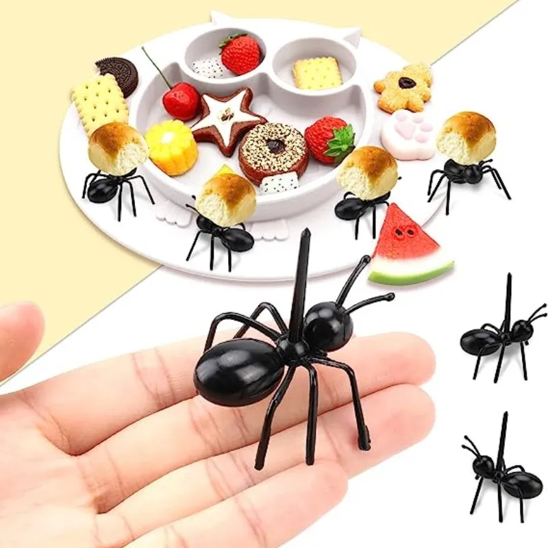 12PCS Ants Moving Shape Fork Hardworking Ants Moving Fruit Fork Of Party Cake Insert Snack Fork for Home Dinner Fruit Pick