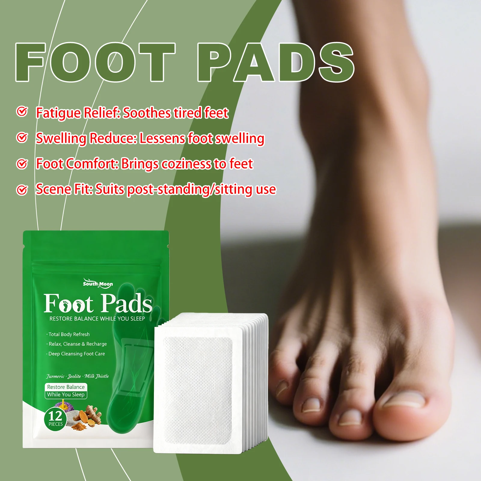 

12pcs Toxin Cleansing Foot Patch Relieve Stress Help Sleep Body Slimming Relaxation Detoxification Foot Patch Feet Care Tool