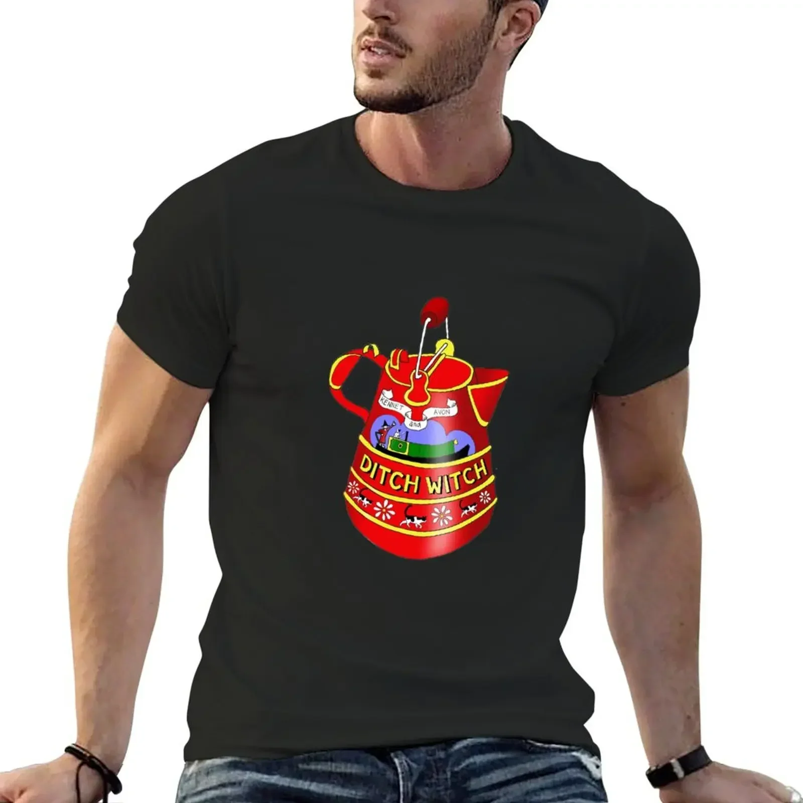 Футболка Ditch Witch, забавные футболки, летняя одежда с рисунком, рубашки, футболка с рисунком, мужские высокие футболки