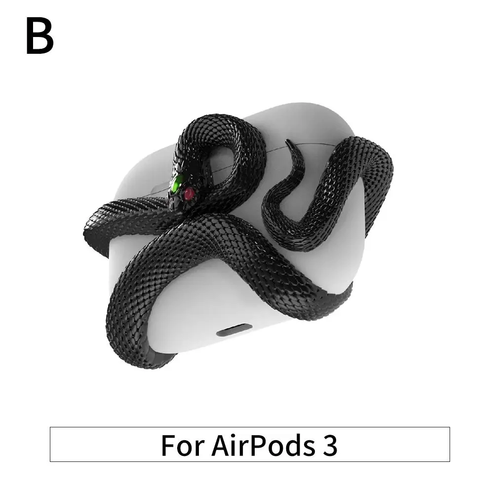 Auricolare Bluetooth senza fili 3d Snake per Air Pods Pro/pro 2/air Pods 3 Anti-caduta e anti-shock Halloween Gif H7o5