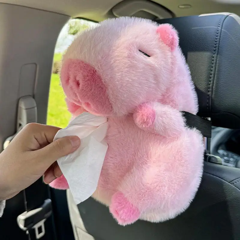 Car Tissue Dispenser Decorative Capybara Backseat Tissue Holder auto Wipes Dispenser Center Console Armrest Napkin Box for Cars