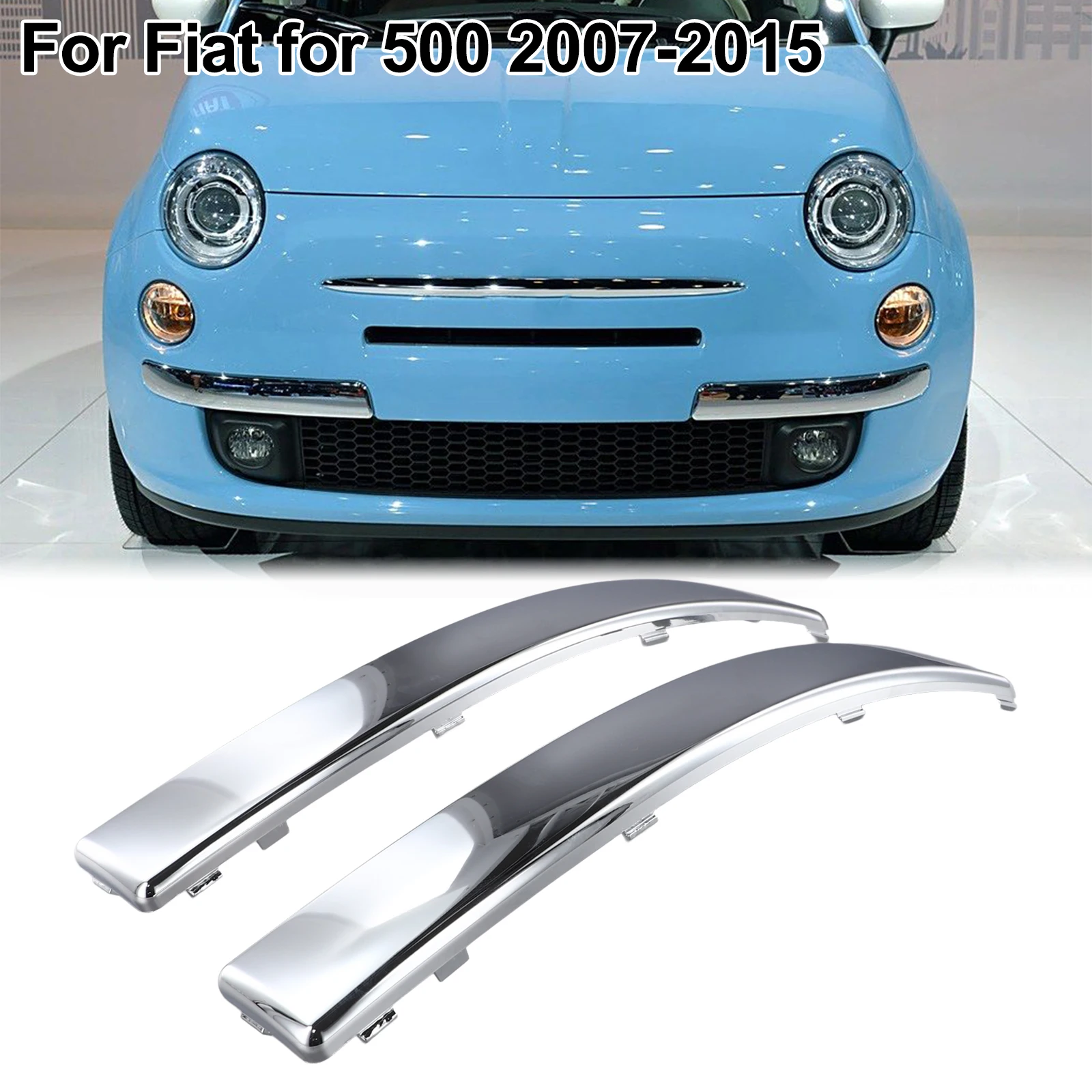 Chrome Trim For 500 Front Bumper Lower Trim Car Exterior Upgrade Electroplated Silver Plating Exact Fit For 2007-2015