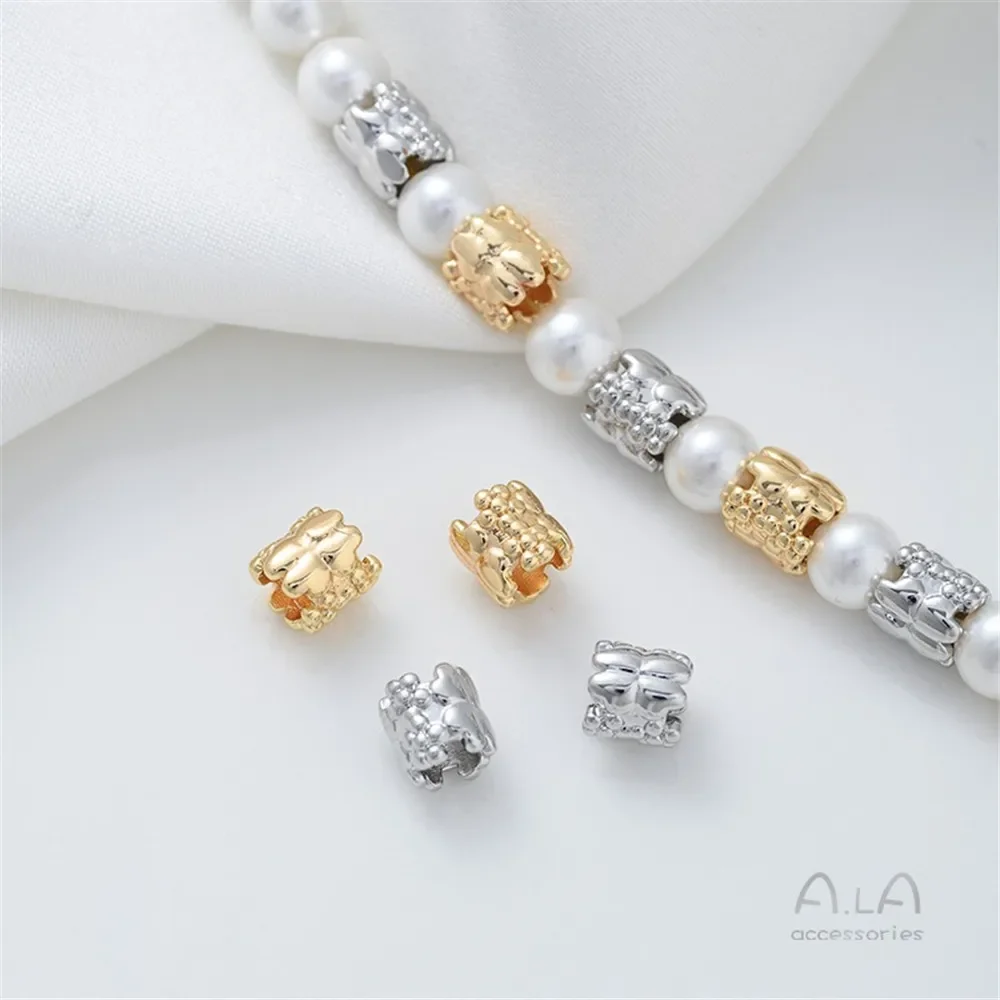 

Z454 14K Gold-plated Flower-shaped Cylindrical Barrel Beads with Large Hole Spacer Beads Diy Bracelets Beaded Jewelry Accessorie