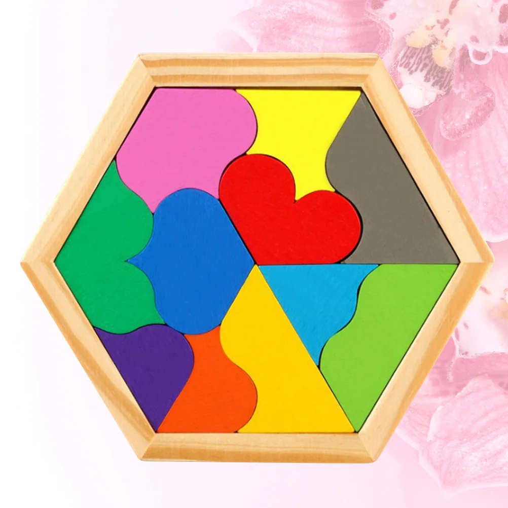 

1Set Heart Shape Wooden Puzzle Colorful Various Shapes Enhance Observation Patience Creativity Parent-Child Educational Brain