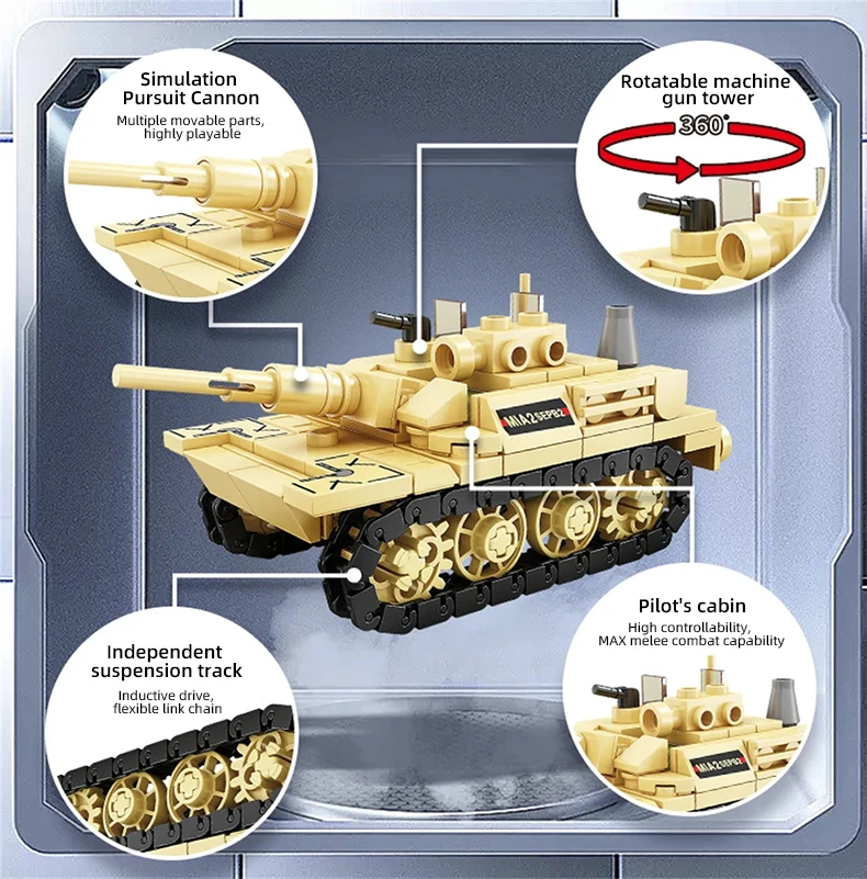 Tijger Tank 99A Bouwstenen Battle Tanks M1A2 Tank Soldaten Bricks Assmbly Modus Set voor Kinderen Speelgoed Kerstcadeaus