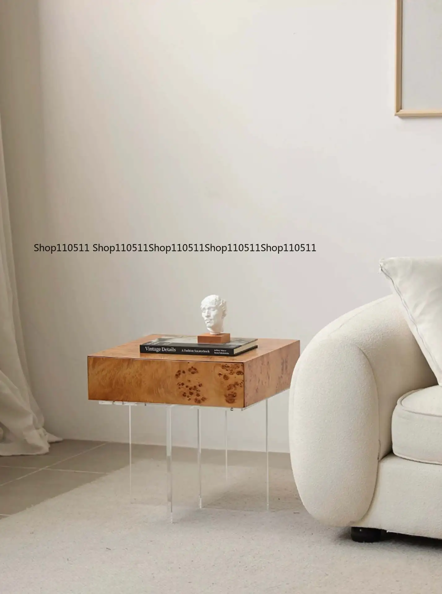 Zhongguan Tibetan Series Natural Burl Texture Bedside Table, Living Room Corner Table