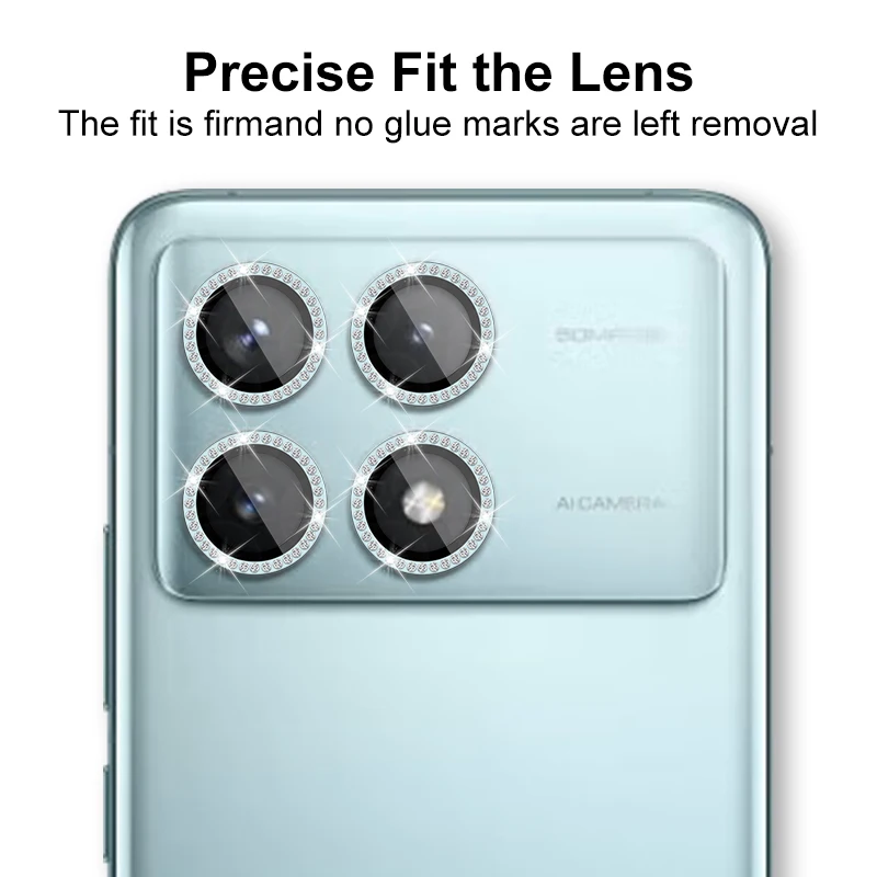 4 pcs protezione dell'obiettivo della fotocamera per Redmi K70 K70E K70PRO 9H pellicola protettiva in vetro temperato disegni diamantati per fotocamera del telefono