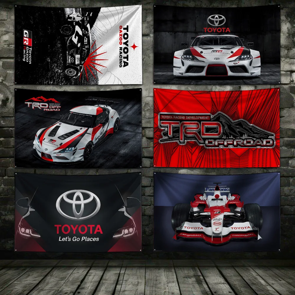 3x5 Ft TRD T-toyotas Car Flag Polyester Digital Printing Banner For Garage or Out door Decoration