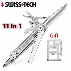 SWISS TECH 11 In 1 Mini coltello pieghevole Multitool EDC coltello portatile tascabile da esterno attrezzatura di sopravvivenza da campeggio all'aperto