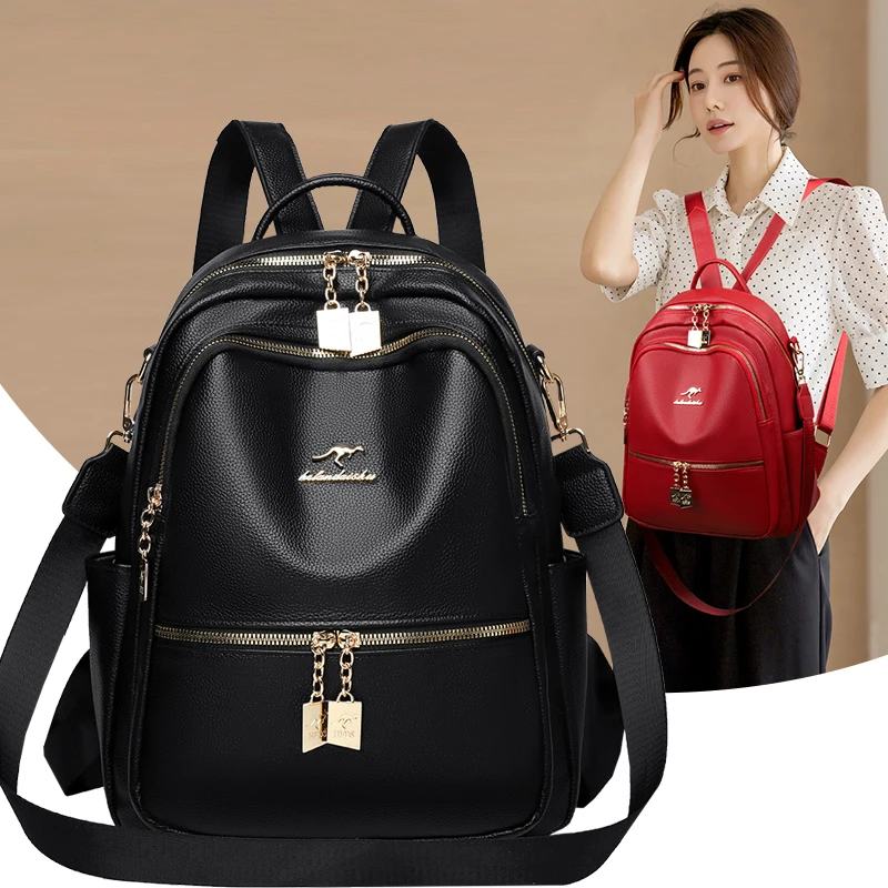 

Stylish Pu Durable Women's Backpack Large Capacity Women's Travel Backpack Lightweight Commuter Backpack Premium Hardware