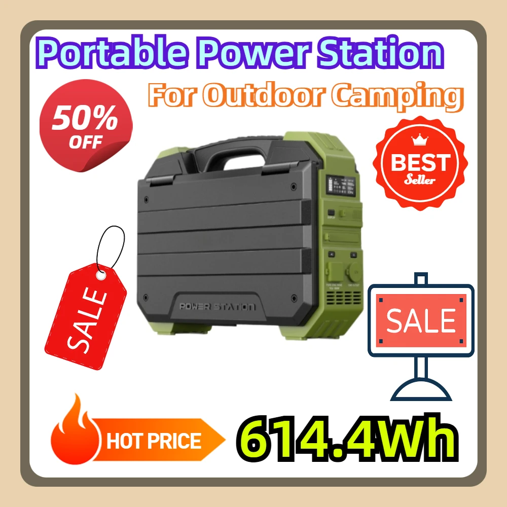 

For Outdoor Camping RV Portable Power Station 614.4Wh Battery Pack with 600W AC Outlets Solar Battery Generator