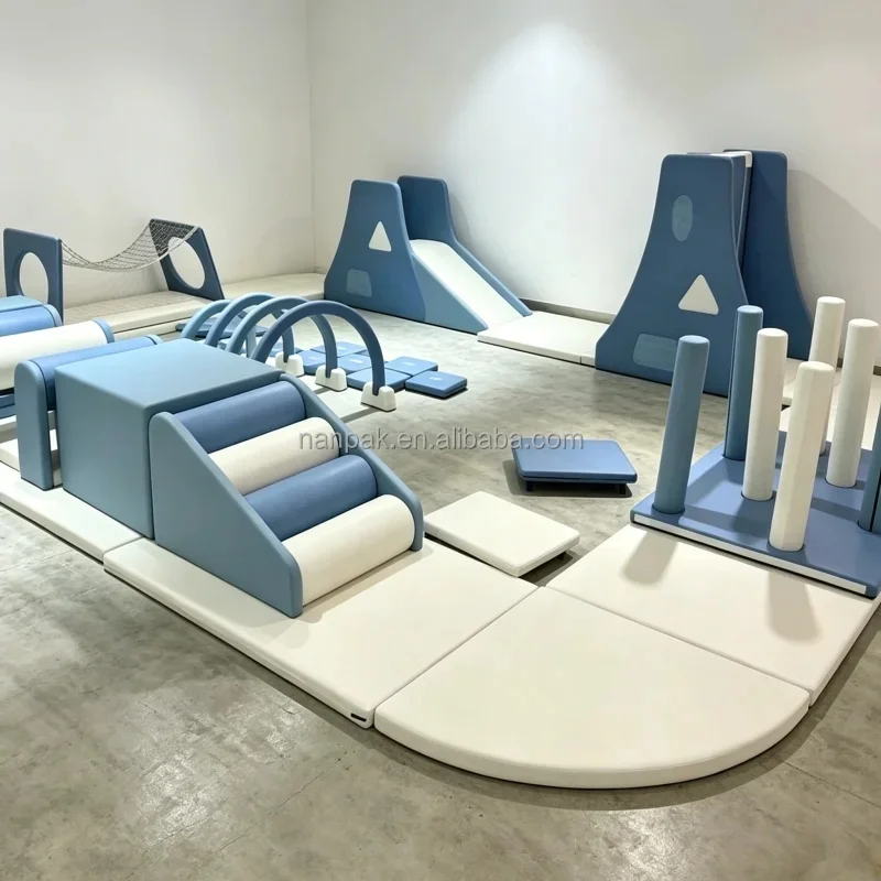 Modular All in One Soft Play Set with Climber Obstacle Course Slide Sensory Play Indoor Playground Equipment for Mall Daycare