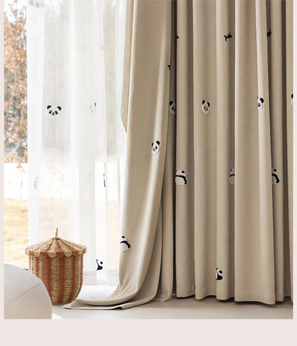 Decorative Panda Embroidery Si - огляд і ціна Blackout Curtain Thick