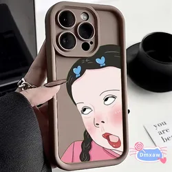 Funny Girl Casing For iPhone 15 14 Plus 13 12 11 Pro Max Xs Max XR X 8 7 Plus SE Silicone Phone Case Funny Cute Girl Phone Cover