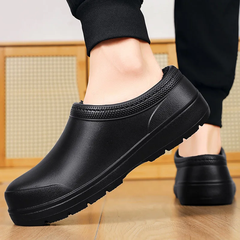 Fashion EVA Cotton Slippers Men Winter Warm Home Cotton Shoes outdoors Waterproof Garden Shoes Indoor on Concise Shoes for Men