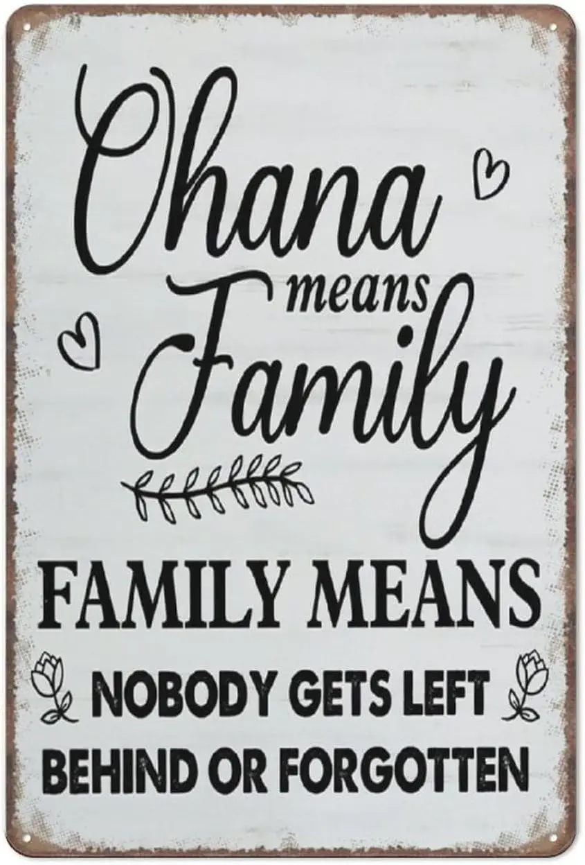 Aikeory Family Quote Sign Decor Ohana Means Family Signs With Sayings Decora tion Забавный металлический знак Плакат для кухни Садовая летучая мышь