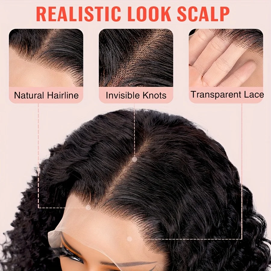 Deep Wave BOB Wig Human Hair 13x4 HD Curly Lace Front Wigs Human Hair Pre Plucked Wear And Go Glueless Short Curly Frontal BOB image 6
