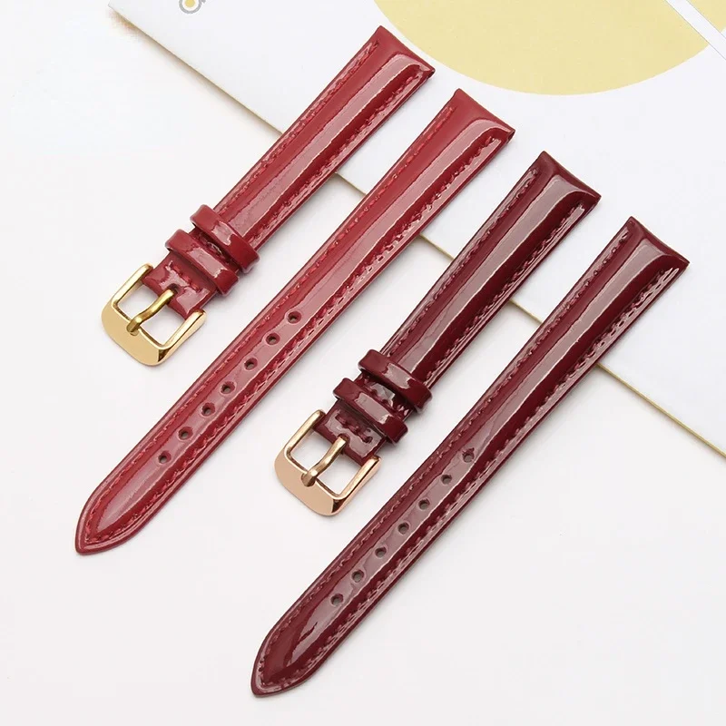 

Women's Leather Wine Red Dark Red Strap Suitable for Geya Golgen Cassaw Folli Follie Tissot 12mm 14mm 16mm Strap