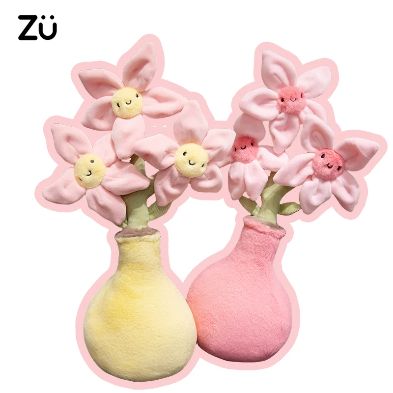 40cm 귀여운 플러시 광대 한 꽃 꽃다발 예쁜 복숭아 꽃 플러시 부드러운 장난감 아름 다운 해바라기 룸 소파 장식 소녀 선물