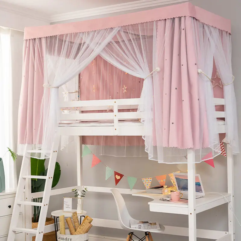 

Home Or Student Dormitory Bed Curtain Girls With Thickened Shading Cloth Hollowed-out Star Mosquito Net